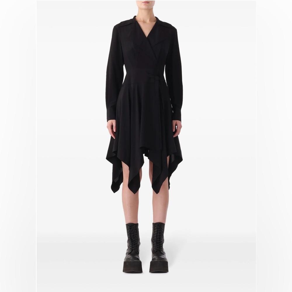 Jason Wu Black Handkerchief Hem Long Sleeve Silk Dress